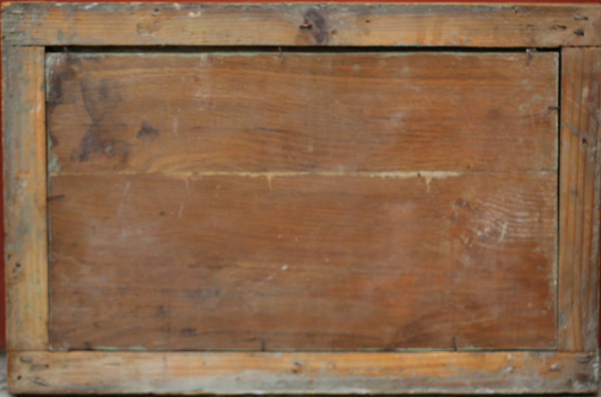 Gilded And Lacquered Carved Wood Panel, Antique Neoclassical Scene